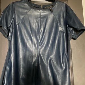 Short sleeve faux leather BCBGMAXAZRIA top
